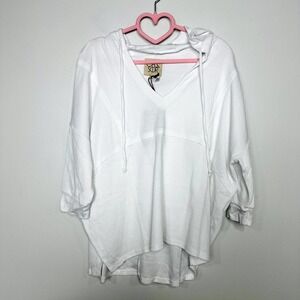 Chaser NWT Oversized 3/4 Sleeve Dolman Hoodie Pullover Top White Size Medium